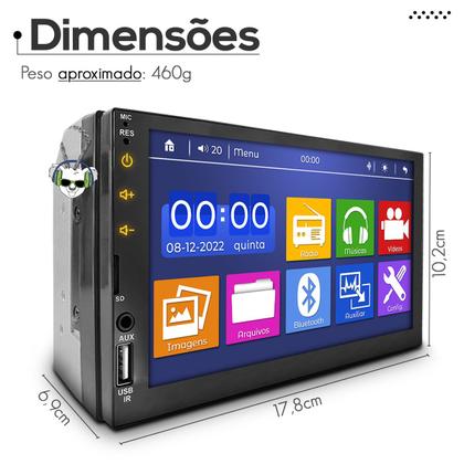 Imagem de Kit Central Multimidia Universal Mp5 2 Din Bluetooth Espelhamento Fiat Uno 2015 a 2021