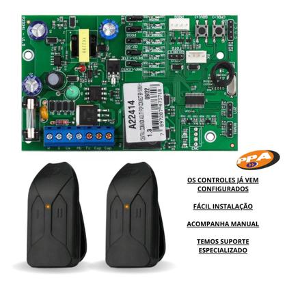 Imagem de Kit Central Placa PPA Agility POP Connect com 2 Controles Tok configuarados para Portão Automático