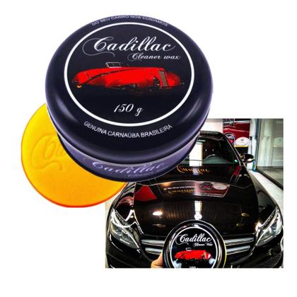 Imagem de Kit Cera Cleaner Wax Cadillac 150g Brilho + Aplicador + Pano