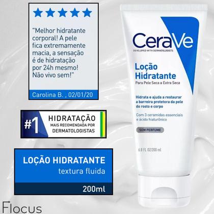 Imagem de Kit CeraVe Loção Hidratante Pele Seca Extra Seca Normal Corporal Facial 200 ml Previne Rugas