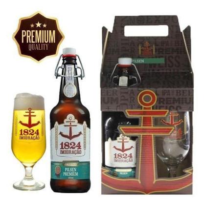 Imagem de Kit Cerveja Artesanal Imigração Pilsen Premium 500ml + Copo