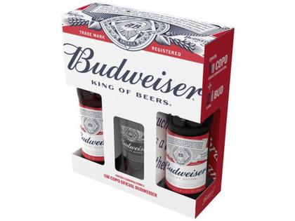 Imagem de Kit cerveja budweises, 2 un, 330ml com copo