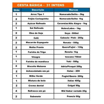 Imagem de Kit Cesta Básica Promocional 31 Itens Alimentos Básicos