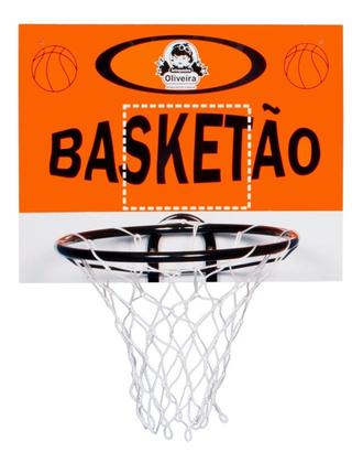Imagem de Kit Cesta Cesto Basquete Mdf + Bola + Bomba Encher