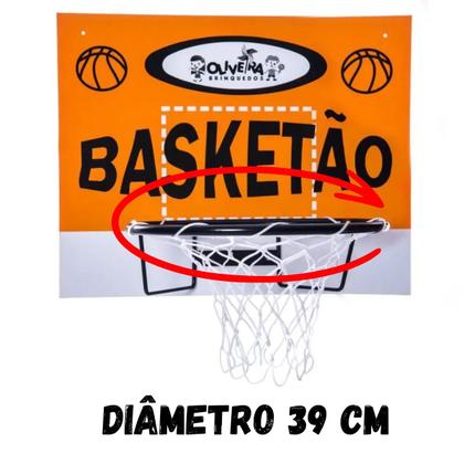 Imagem de Kit Cesta Cesto Basquete Mdf + Bola + Bomba Encher