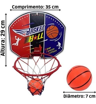 Imagem de Kit Cesta De Basquete Infantil Tabela Bola e Bico inflador
