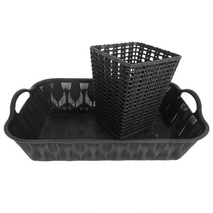 Imagem de Kit Cesta Retangular e Telada Porta treco e Cesta Multiuso