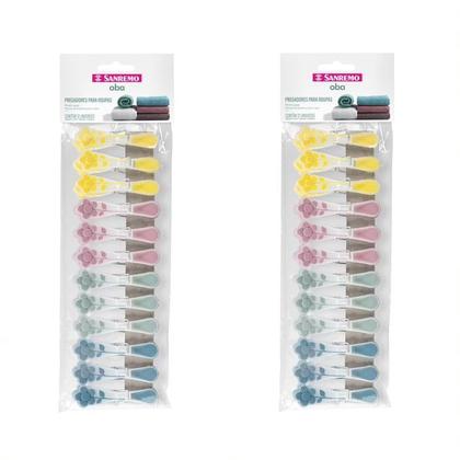 Imagem de Kit Cesto + 24 Prendedores Pregadores de Roupa Sanremo