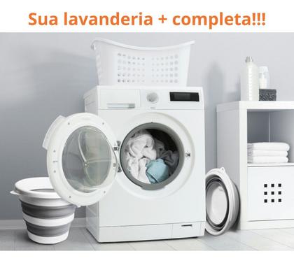Imagem de Kit cesto 26L balde 10L dobrável retrátil prático Powermaid