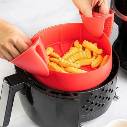 Imagem de  Kit Cesto Protetor Silicone Fritadeira Airfryer + Tapete  
