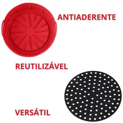 Imagem de  Kit Cesto Protetor Silicone Fritadeira Airfryer + Tapete  