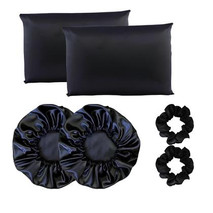Imagem de Kit Cetim Anti Frizz 2 Fronhas 2 Toucas Cetim 2 Scrunchies