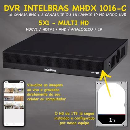 Imagem de Kit Cftv 10 Câmeras Intelbras 1120b Dvr 16 Canais 1016 1tera