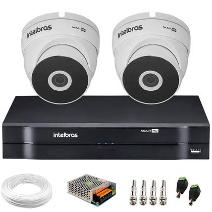 Imagem de Kit Cftv 2 Câmeras de Segurança Intelbras Dome 1.0mp E Dvr Mhdx S/Hd