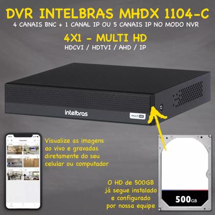 Imagem de Kit Cftv 4 Camera Vigilância 1080p Full Hd Dvr Intelbras 4ch
