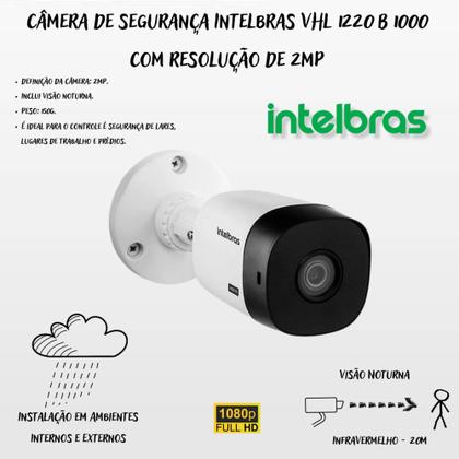 Imagem de Kit CFTV 7 Câmeras Intelbras 2 cam Full Color 5 cam 1220b Full Hd Dvr 3008-C C/HD 4TB