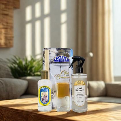Imagem de Kit Chá Branco Coala Essência 120ml + Difusor 100ml + Odorizador Spray 260ml