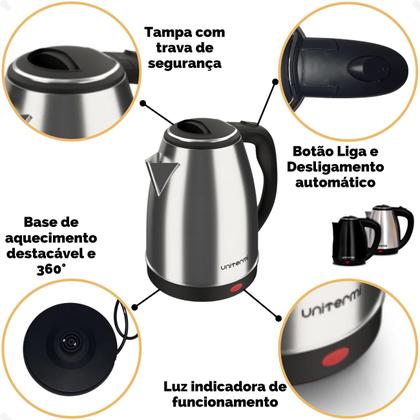 Imagem de Kit Chaleira Elétrica 1,8L + Cafeteira Prensa Francesa 650 ML Manual Cremeira Cantinho do Café