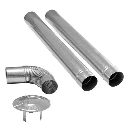 Imagem de Kit Chaminé Em Aço Galvanizado Com 2 Canos Curva Chapéu 110mm Para Casa Fogão a Lenha Lareira - N 1 AMZ