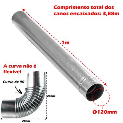 Imagem de Kit Chaminé Em Aço Galvanizado Com 4 Canos Para Casa Fogão a Lenha Lareira - AMZ