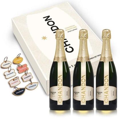 Imagem de kit Chandon Experience - 3 Chandon Reserve Brut 750ml + Marcadores de Taça