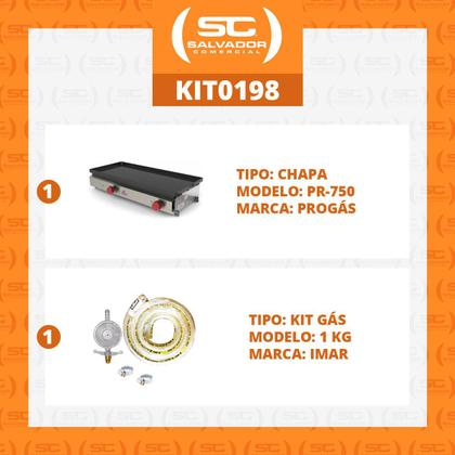 Imagem de Kit - Chapa Bifeteira Lanche Gás Inox 75 Cm Pr-750g + Kit Gás - Progás