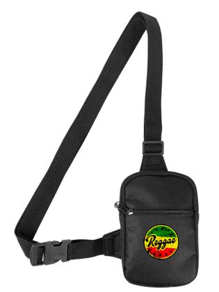 Imagem de Kit Chapeu Bucket Preto + Shoulder Bag Mini Bolsa Lateral Masculina Estampa Reggae