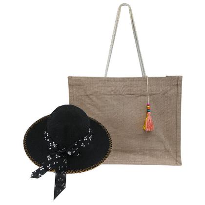 Imagem de Kit Chapéu De Palha, Bolsa, Sacola De Palha E Oculos De Sol Feminino Básico Para Praia, Piscina, Passeios Ao Ar Livre