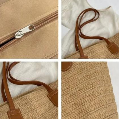 Imagem de Kit Chapéu Palha ABA MÉDIA + Bolsa GOLD Tote Alça Grande Praia Feminino 1016