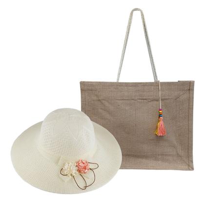Imagem de Kit Chapeus Para Praia Feminino E Bolsa De Palha Impermeavel - Piscina, Passeios Ao Ar Livre, Cruzeiro, Viagens