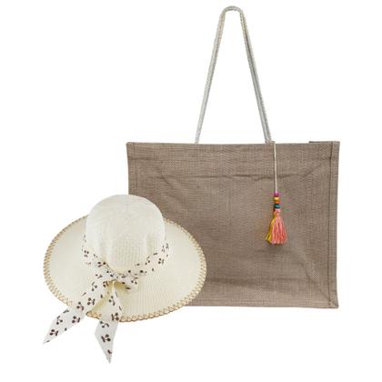 Imagem de Kit Chapeus Para Praia Feminino E Bolsa De Palha Impermeavel - Piscina, Passeios Ao Ar Livre, Cruzeiro, Viagens