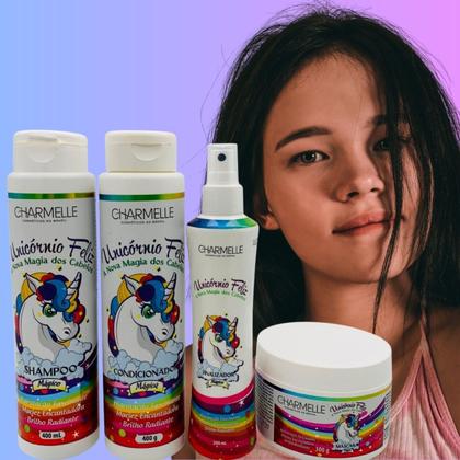 Imagem de Kit Charmelle Unicórnio Feliz Profissional Tratamento Capilar com 4 Itens Essenciais