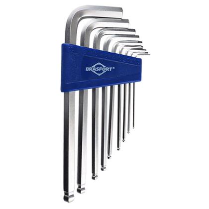 Imagem de Kit Chave Allen Abaulada Brasfort Longa 9 Peças 1.5 Mm A 10 Mm