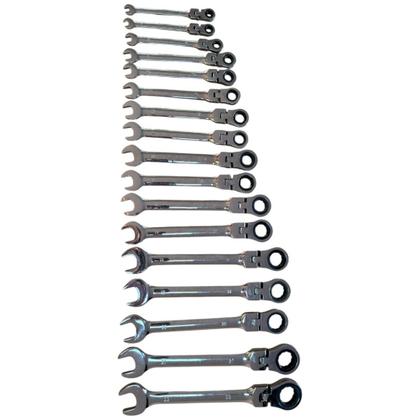 Imagem de Kit chave boca combinada catraca cabeça flexível 6 à 22mm