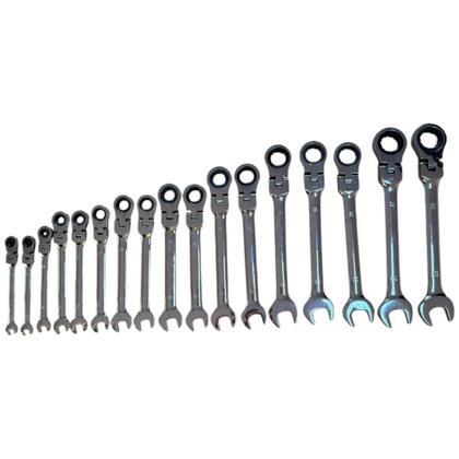 Imagem de Kit chave boca combinada catraca cabeça flexível 6 à 22mm