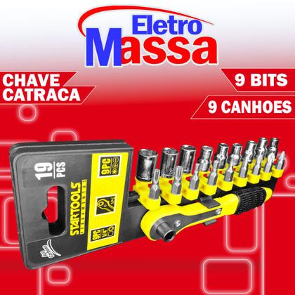 Imagem de Kit  Chave Catraca 19 Peças Soquetes e Bits Completo para Reparos Oficinas Elétrica