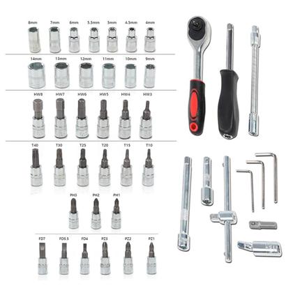 Imagem de Kit Chave Catraca 46 Peças com Soquetes e Chaves Allen Luatek Profissional