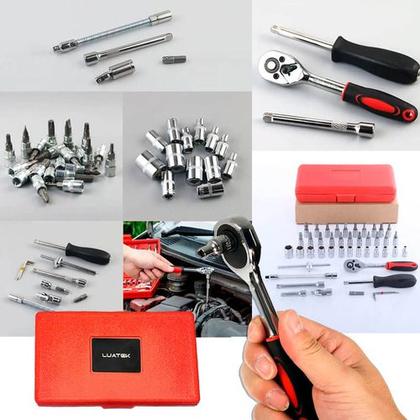 Imagem de Kit Chave Catraca 46 Peças com Soquetes e Chaves Allen Profissional