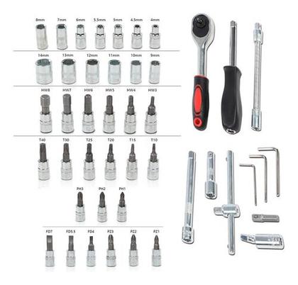 Imagem de Kit Chave Catraca 46 Peças com Soquetes e Chaves Allen Profissional