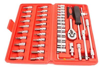 Imagem de Kit Chave Catraca 46 Peças com Soquetes e Chaves Allen Profissional