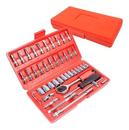 Imagem de Kit Chave Catraca 46 Peças com Soquetes e Chaves Allen Profissional