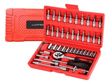 Imagem de Kit Chave Catraca 46 Peças com Soquetes e Chaves Allen Profissional