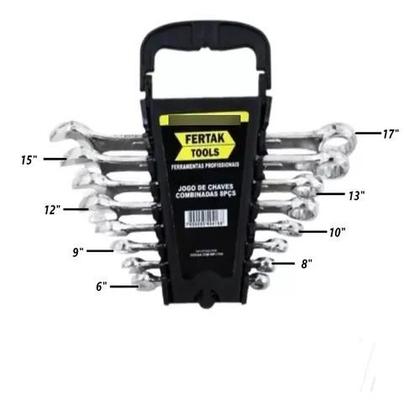 Imagem de Kit Chave Catraca Boca Estrela Combinada 8 Peças 6 A 17 Mm