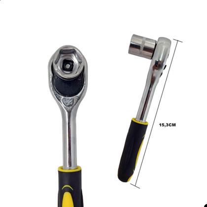 Imagem de Kit Chave Catraca Profissional 46 Peças Aço Cromo-Vanádio para Carro e Moto