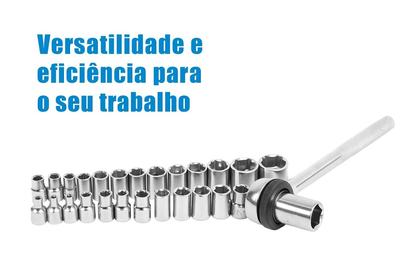 Imagem de Kit Chave Catraca Reversível com Soquetes 40 Peças Maleta Aço Cromado Manutenção, Mecânica, Montagem, Carro e Moto