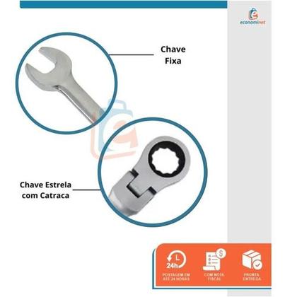 Imagem de Kit Chave Combinada Articulada com Catraca 10mm 11mm 13mm