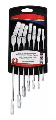 Imagem de kit chave combinada catraca articulada aço 7pcs corneta boca