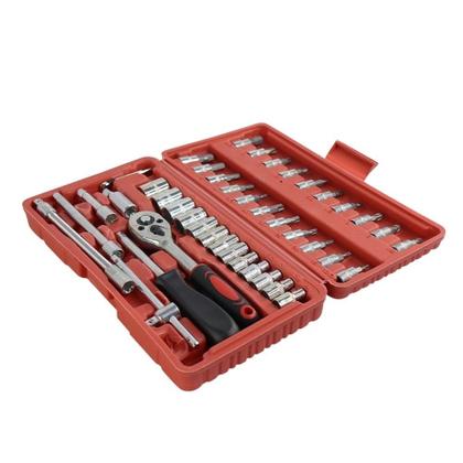 Imagem de Kit chave combinada profissional 46 peças soquetes catraca a