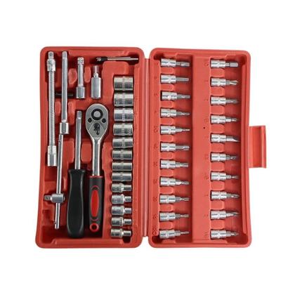 Imagem de Kit Chave Combinada Profissional 46 Peças Soquetes Catraca Aço Maleta Organizada