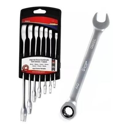 Imagem de Kit Chave Combinada Profissional Com Catraca 7 Peças  Corneta